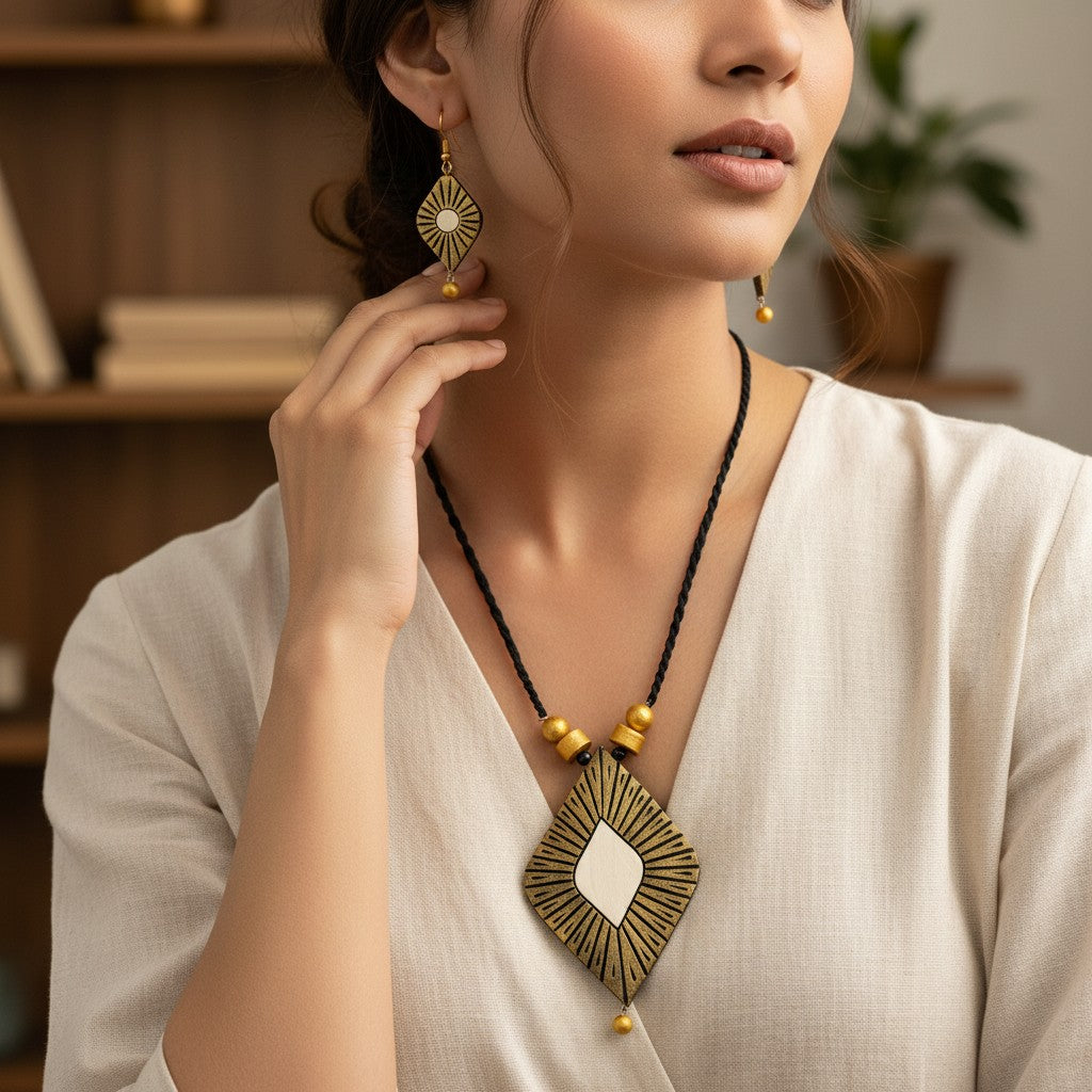 Handmade Terracotta Jewelry Set TRN132
