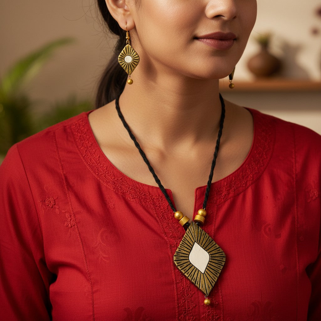 Handmade Terracotta Jewelry Set TRN132