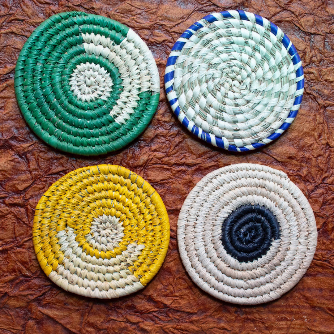 Handmade Sabai Grass Coasters (Set of 4) || Diameter 4"