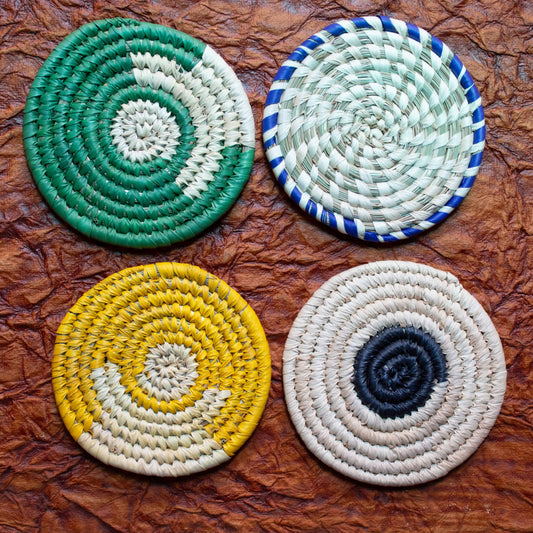 Handmade Sabai Grass Coasters (Set of 4) || Diameter 4"