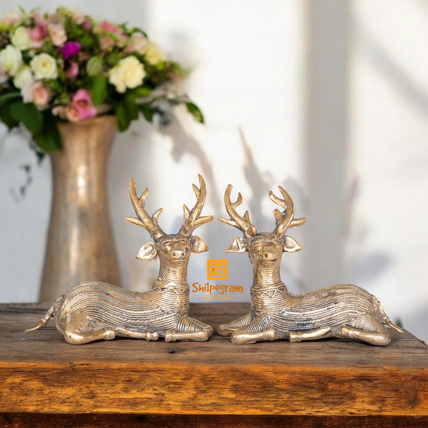 Dhokra Art Brass Metal Handcrafted Deer (Set of 2) for Home Decor|| D61