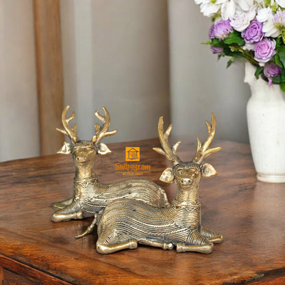 Dhokra Art Brass Metal Handcrafted Deer (Set of 2) for Home Decor|| D61