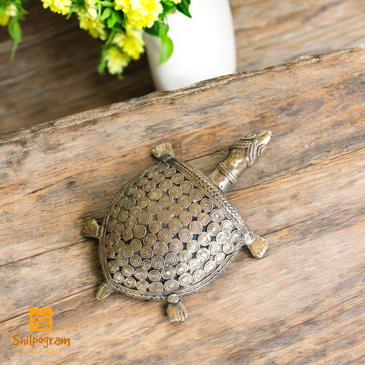 Dhokra Art Brass Metal Turtle Decorative Vastu Showpiece for Home Decor || D65