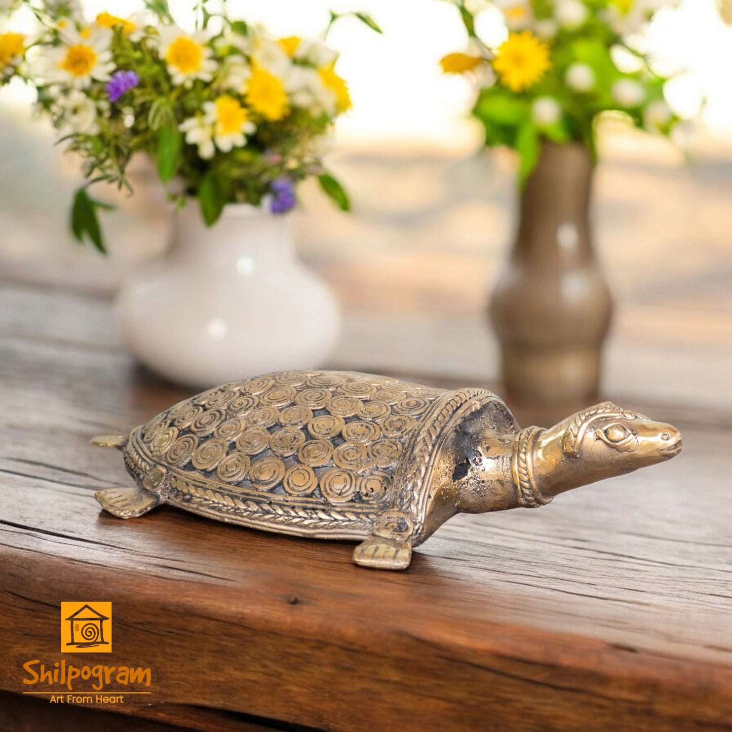 Dhokra Art Brass Metal Turtle Decorative Vastu Showpiece for Home Decor || D65