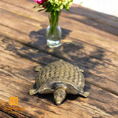 Dhokra Art Brass Metal Turtle Decorative Vastu Showpiece for Home Decor || D65