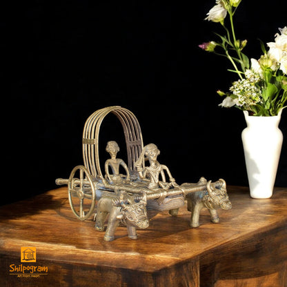 Dhokra Art Brass Metal Handcrafted Bullock Cart for Home Decor || D78