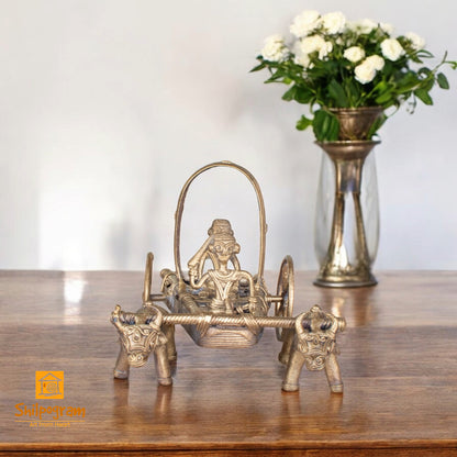 Dhokra Art Brass Metal Handcrafted Bullock Cart for Home Decor || D78
