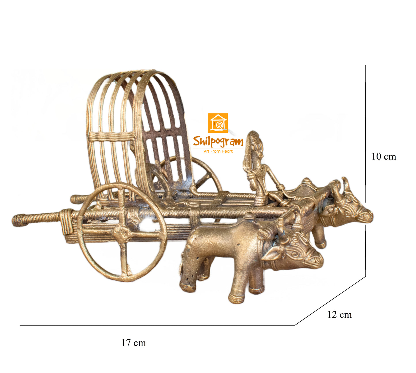Dhokra Art Brass Metal Handcrafted Bullock Cart for Home Decor || D78