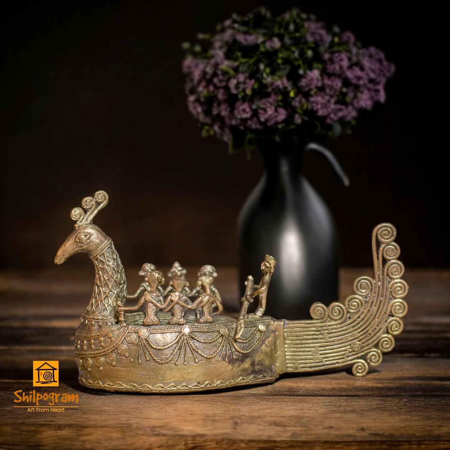 Chhattisgarh Bastar Dhokra Art Brass Metal Handcrafted Mayurpankhi Boat || D71