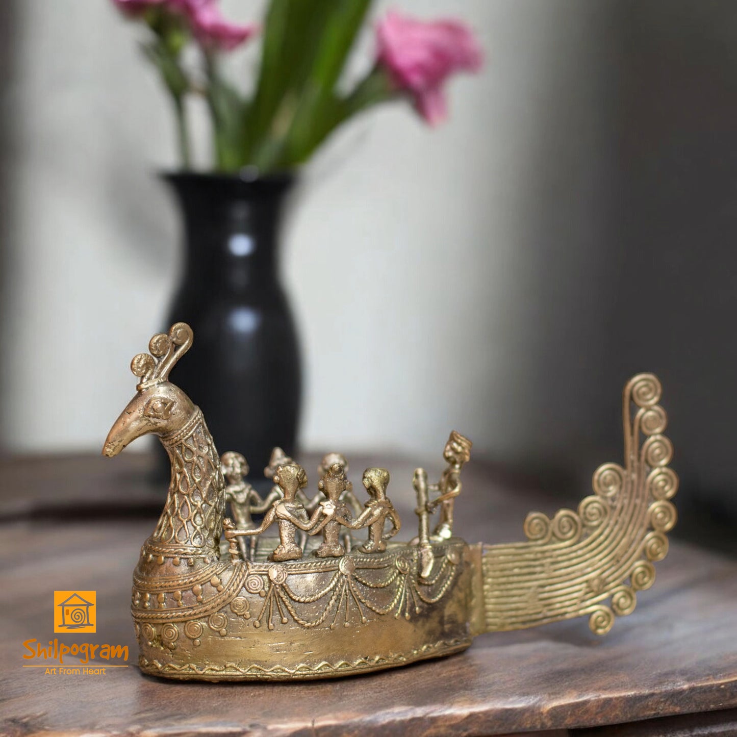 Chhattisgarh Bastar Dhokra Art Brass Metal Handcrafted Mayurpankhi Boat || D71
