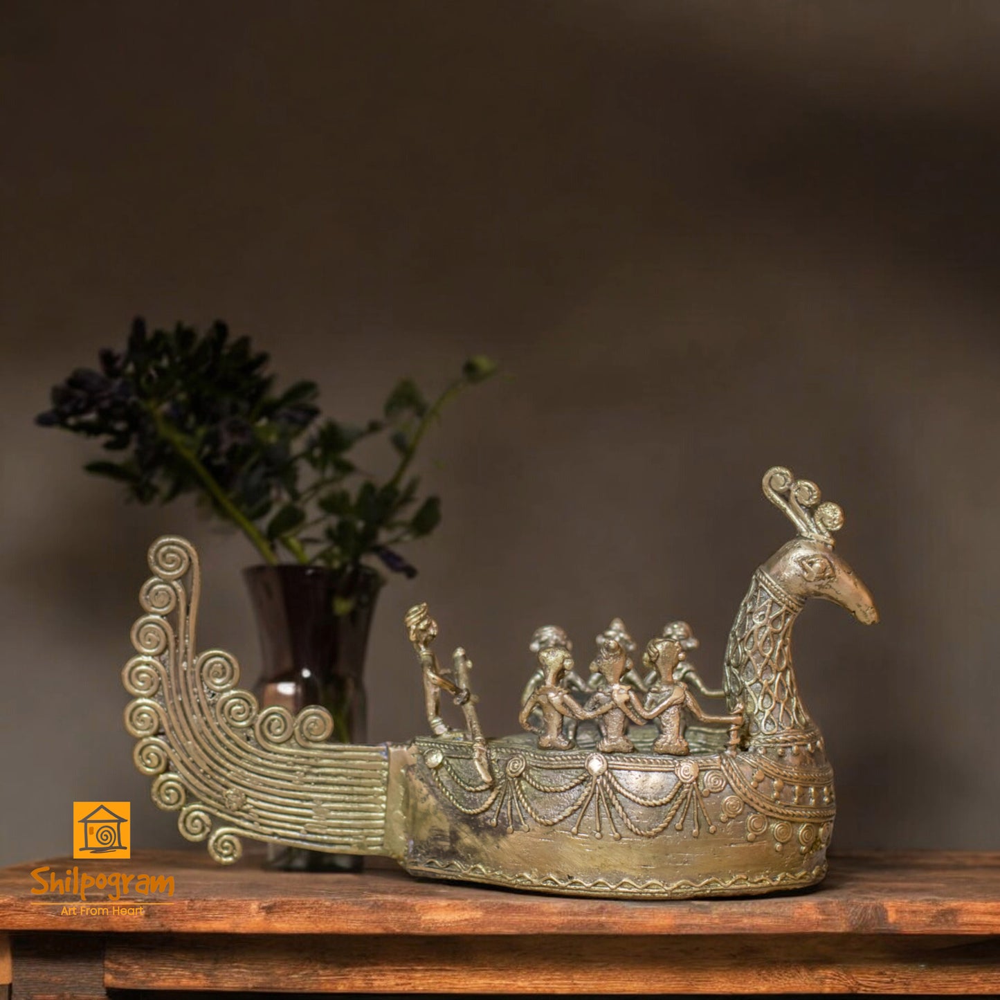 Chhattisgarh Bastar Dhokra Art Brass Metal Handcrafted Mayurpankhi Boat || D71