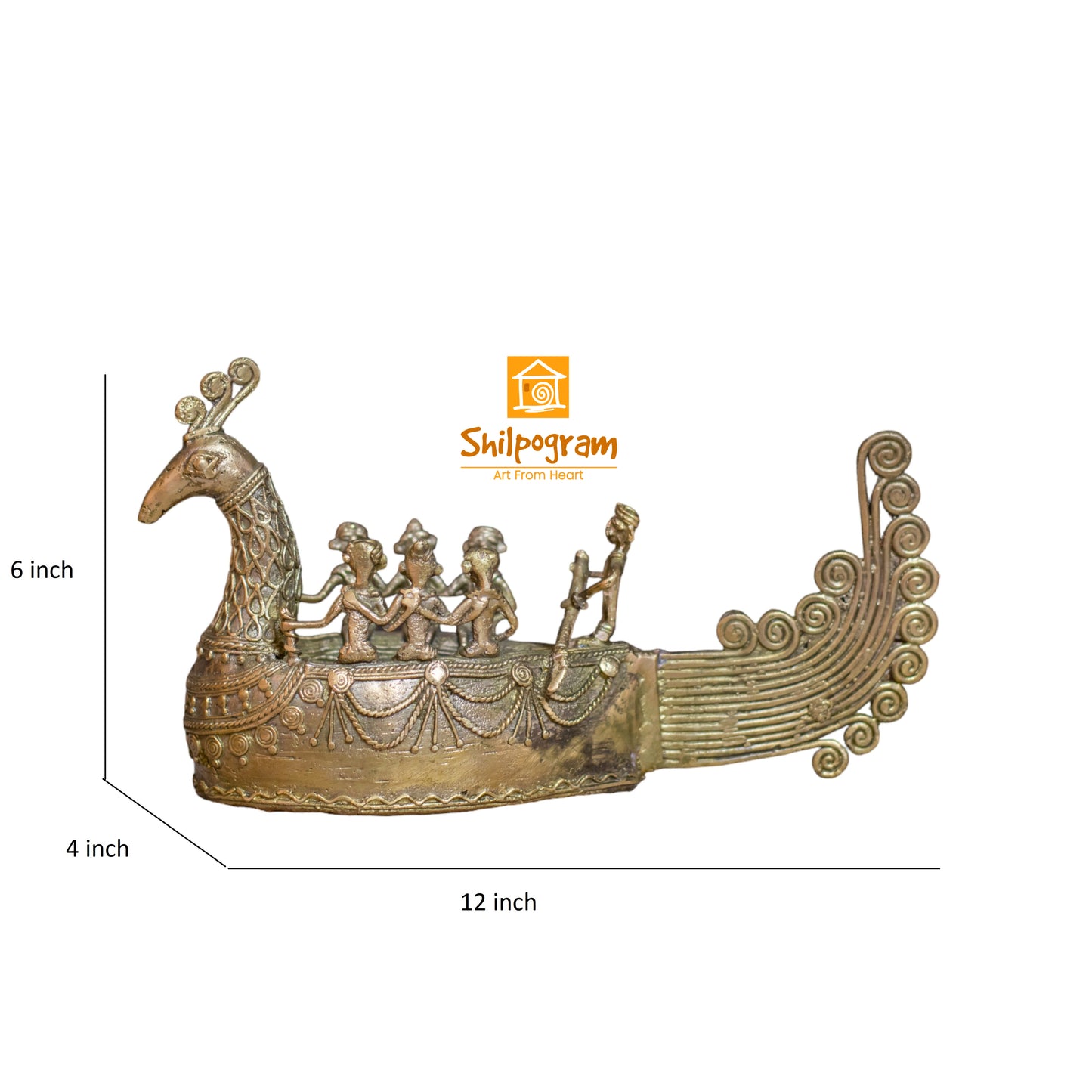 Chhattisgarh Bastar Dhokra Art Brass Metal Handcrafted Mayurpankhi Boat || D71