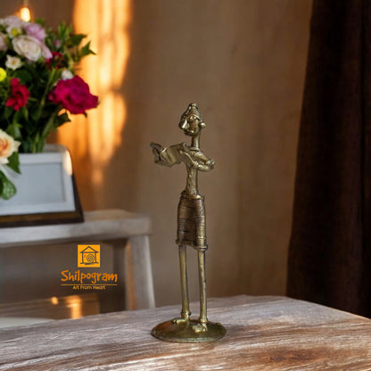 Dhokra Brass Metal Woman Book Reading for Home Decor || D79