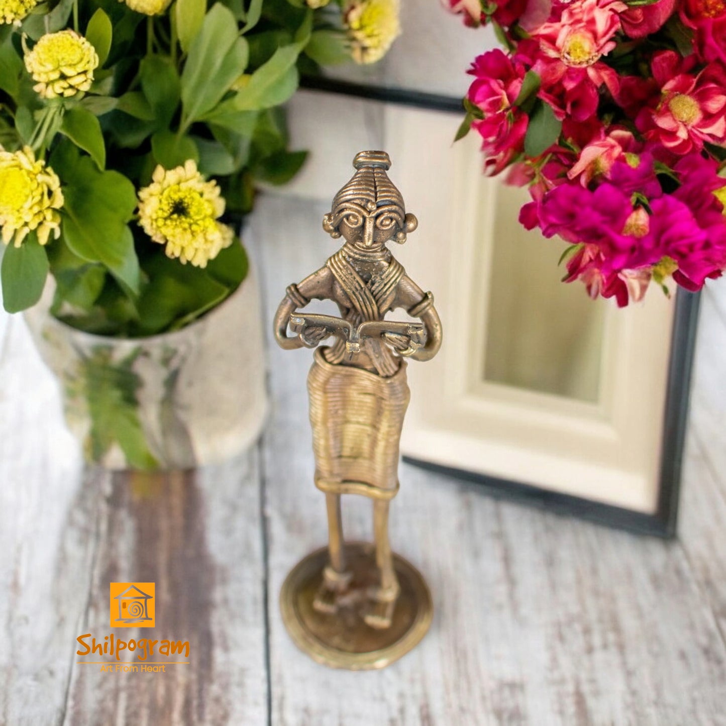 Dhokra Brass Metal Woman Book Reading for Home Decor || D79