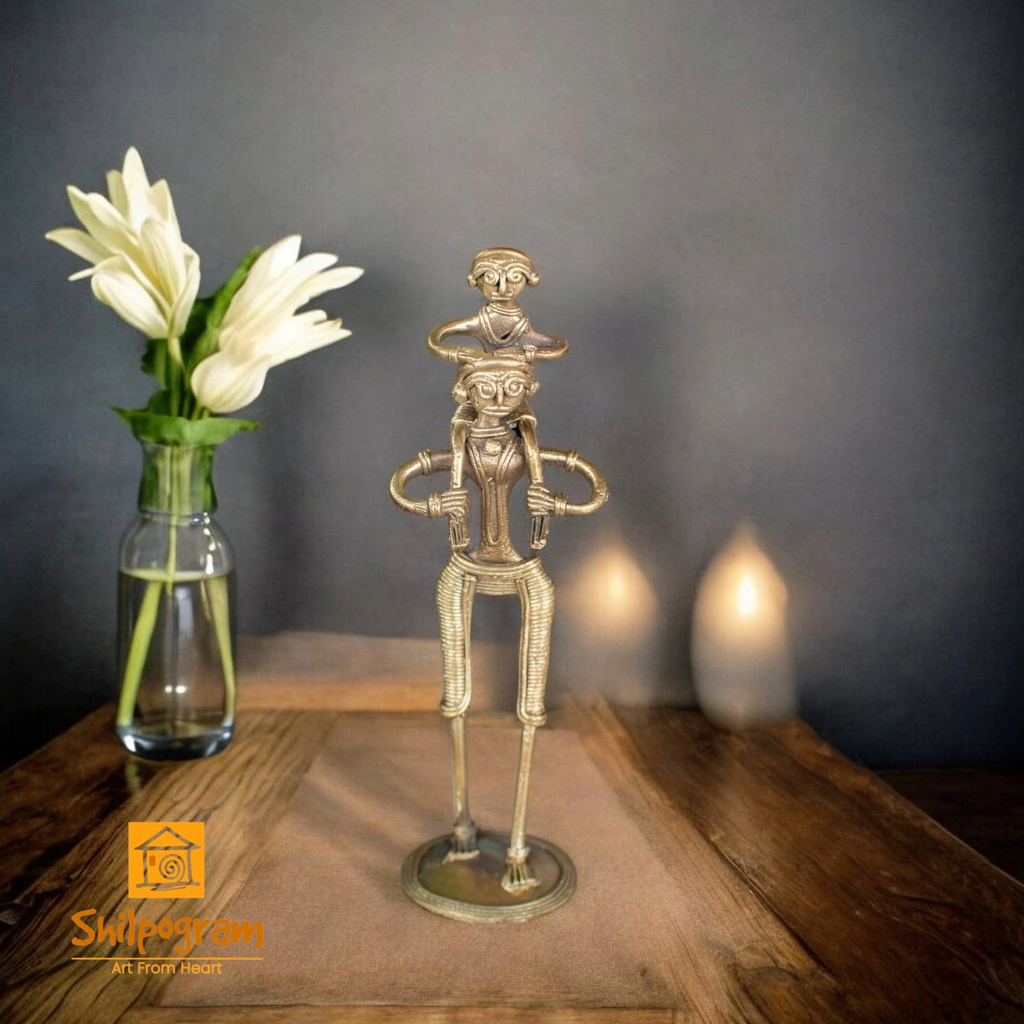 Dhokra Art Brass Metal Father and Son Home Decor || D80