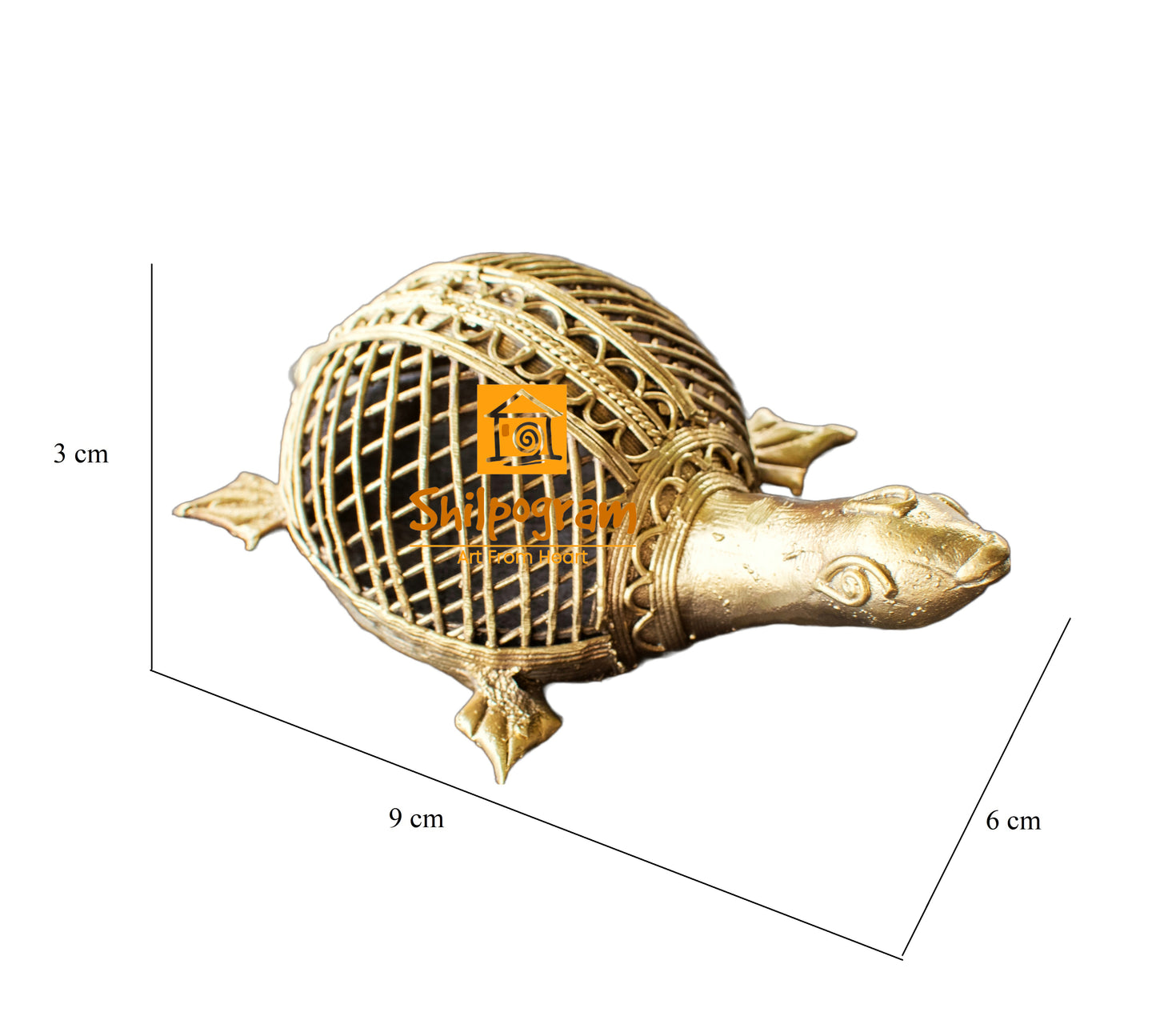 Dhokra Art Brass Metal Medium Size Turtle Decorative Showpiece || D94