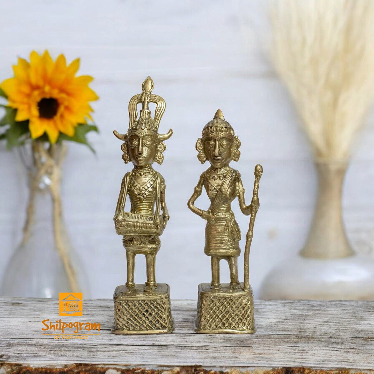 Chhattisgarh Bastar Dhokra Art Brass Metal Maria Tribal Couple Decorative Showpiece || D0105