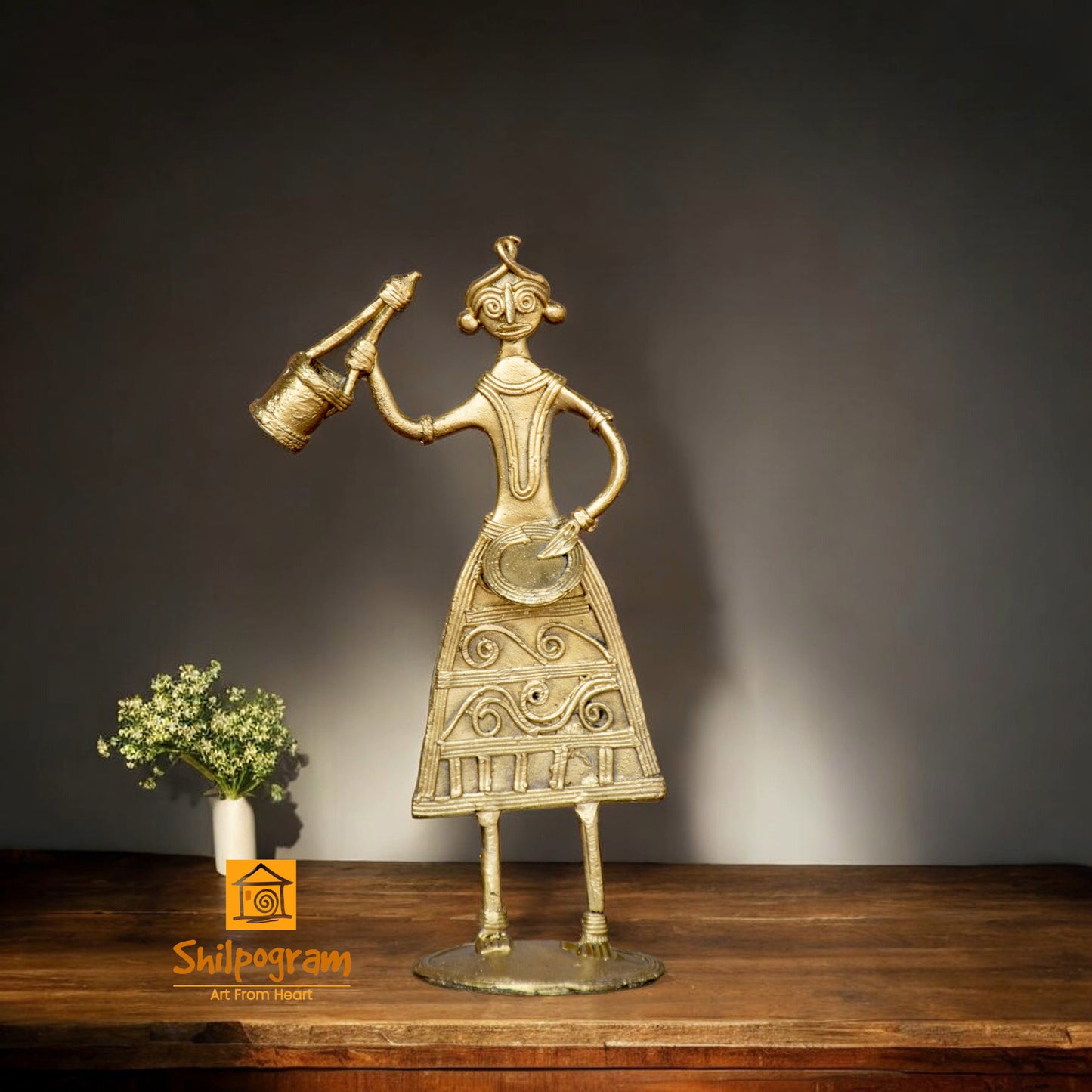 Dhokra Art Brass Metal Baul Decorative Showpiece (6 inch) || D153