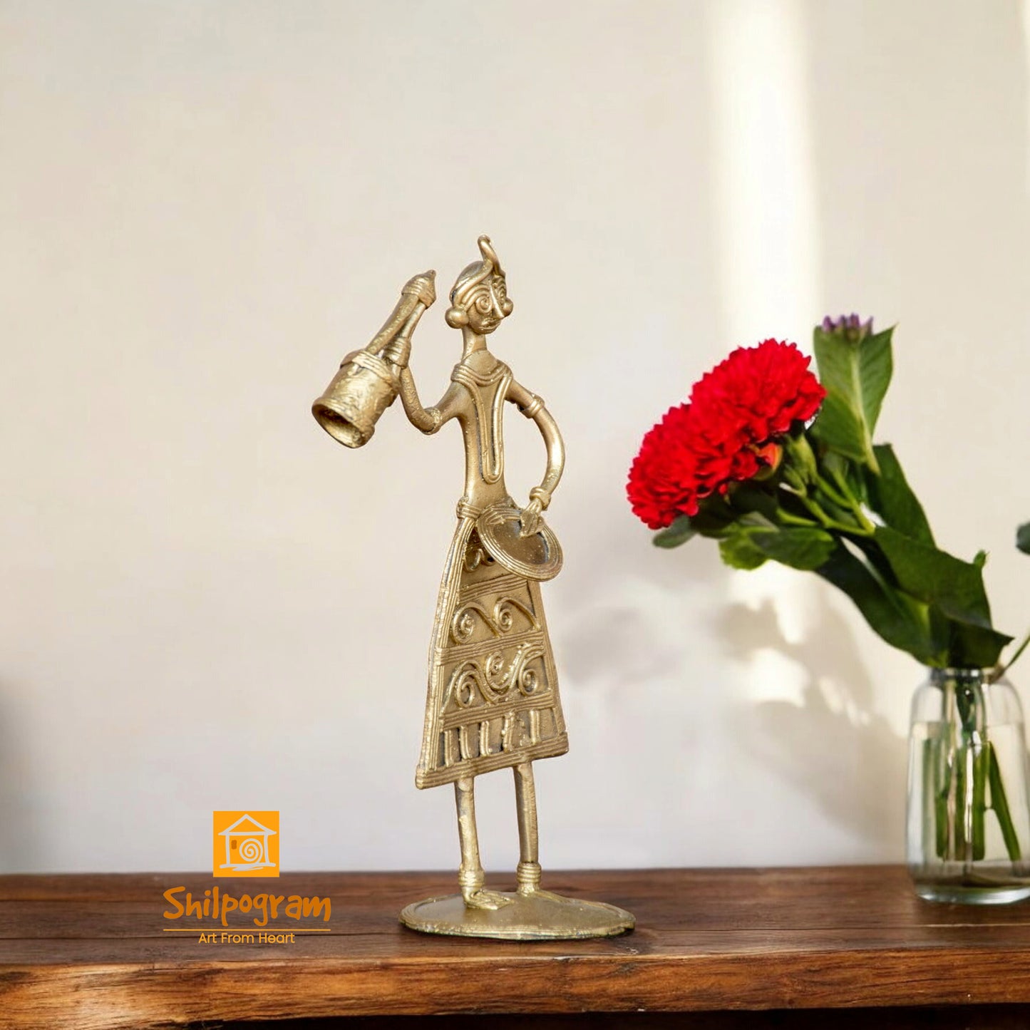 Dhokra Art Brass Metal Baul Decorative Showpiece (6 inch) || D153