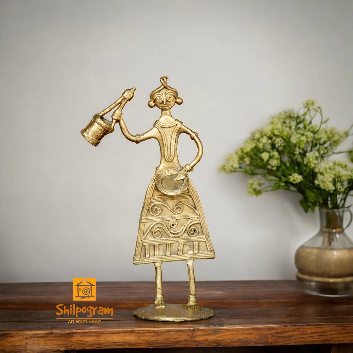 Dhokra Art Brass Metal Baul Decorative Showpiece (6 inch) || D153