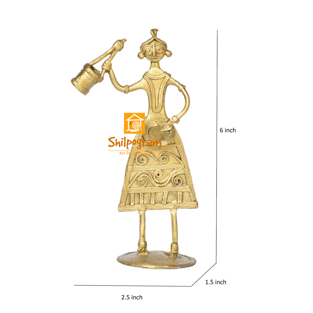 Dhokra Art Brass Metal Baul Decorative Showpiece (6 inch) || D153