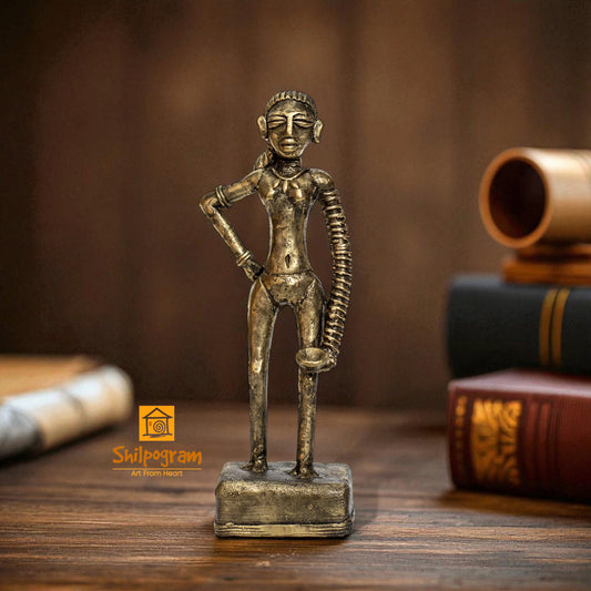 Dhokra Art Brass Metal Artifact Harappan Dancing Girl Replica of The Ancient Indus Valley Civilization || 7 inch || D178