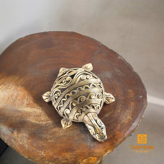 Dhokra Art Brass Metal Samll Size Turtle Vastu Showpiece for Home Decor|| D23