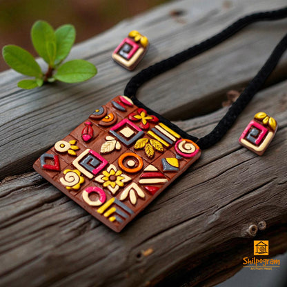 Handmade Terracotta Jewellery Set Inspired by Harappan Art || TRN165