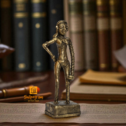 Dhokra Art Brass Metal Artifact Harappan Dancing Girl Replica of The Ancient Indus Valley Civilization || 7 inch || D178