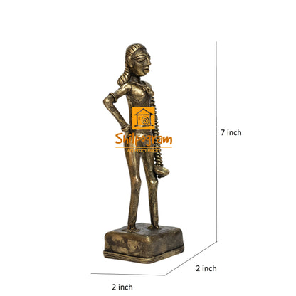 Dhokra Art Brass Metal Artifact Harappan Dancing Girl Replica of The Ancient Indus Valley Civilization || 7 inch || D178