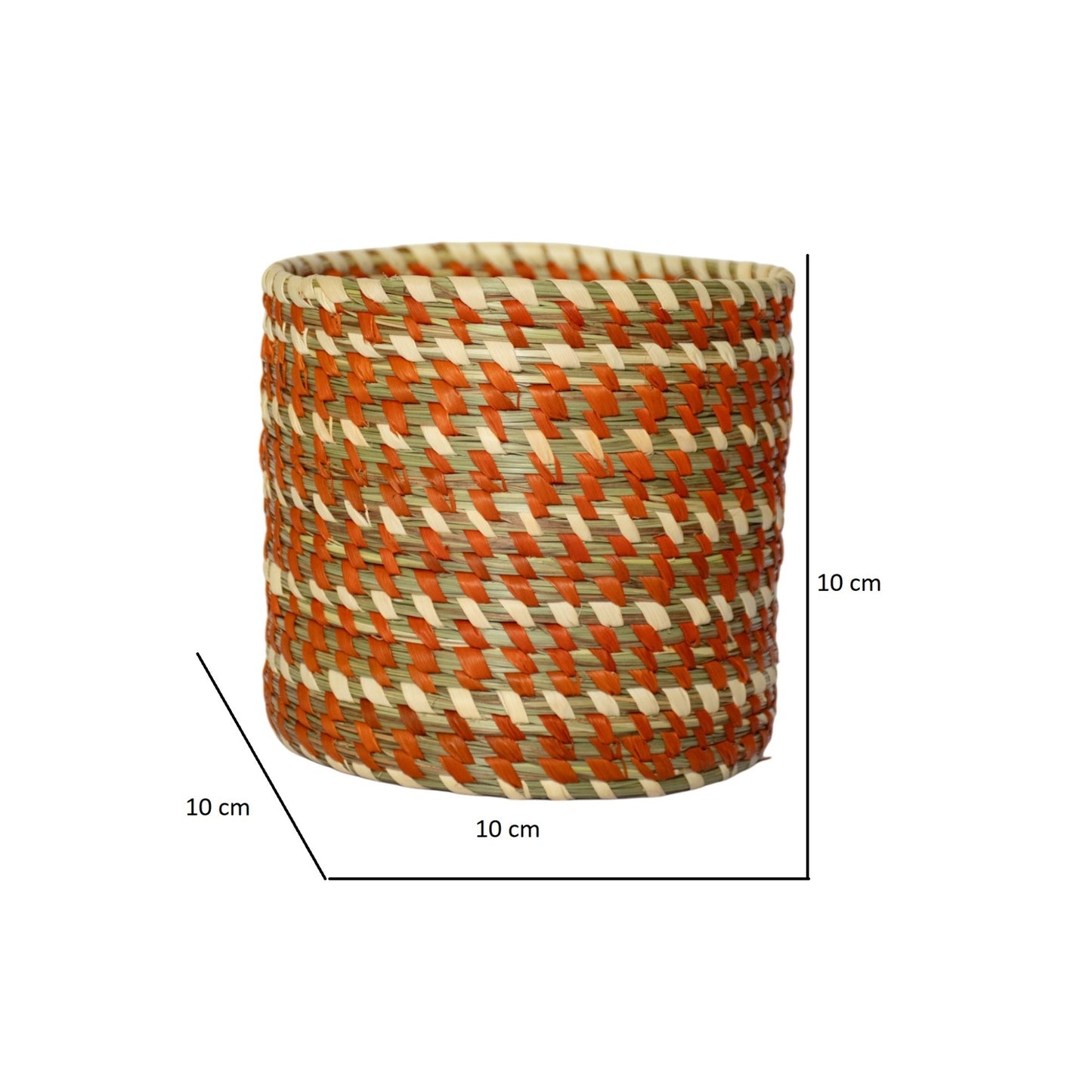 Handcrafted Sabai Grass AZO-Free Dyed 100% Natural Utility Box / Pen Stand (H x L x B = 4 inch x 4 inch x 4 inch)