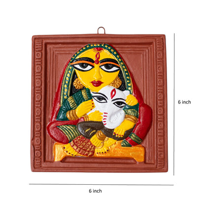 Jamini Roy Inspired Terracotta Bankura Wall Tile | Hand-Painted Bengal Folk Art Wall Décor T009 (6 inch x 6 inch)