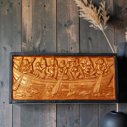 Handmade Terracotta Bankura Wall Hanging Tile in Black & Bronze color| Traditional Indian Wall Décor | T20 | 10 x 5 Inch